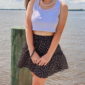 Black and White Floral Skirt